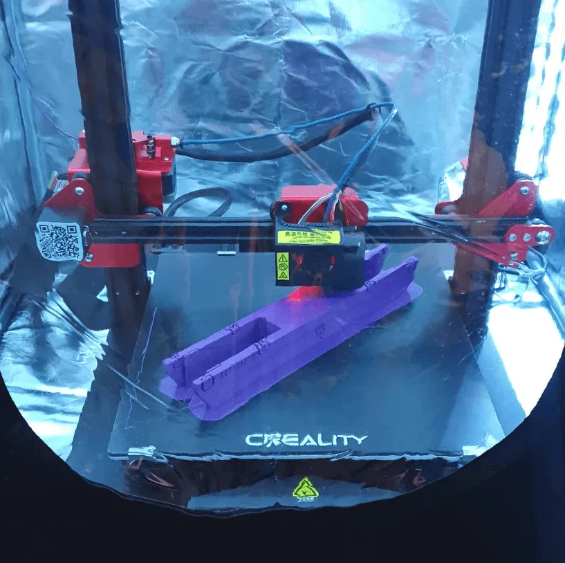  3D Printer printing purple Hexi frame